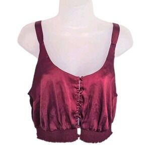 Free People Bralette Medium Bralette Pomegranate‎ Button Front New